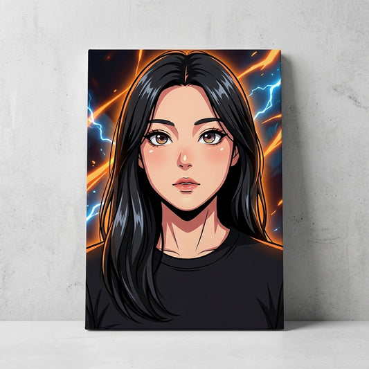 Anime character portrait canvas mockup
