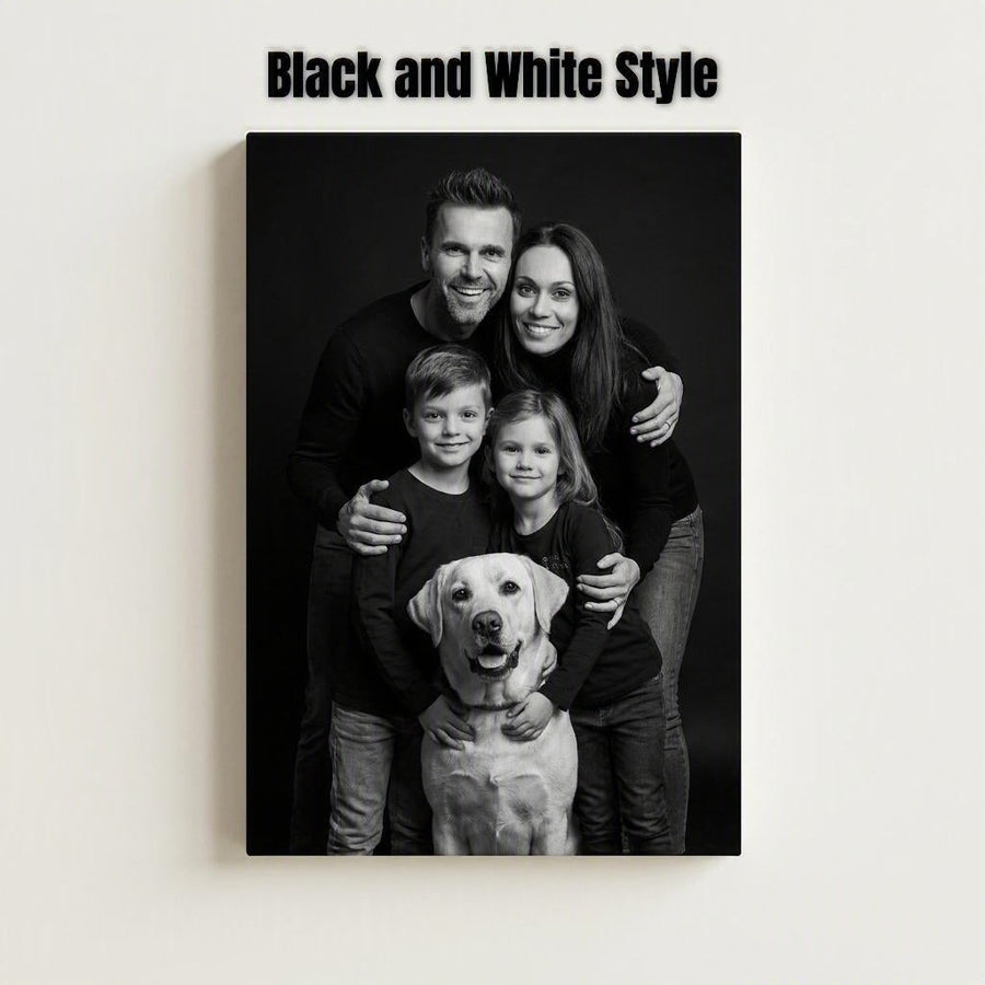 Custom Black and White Family Photo Canvas