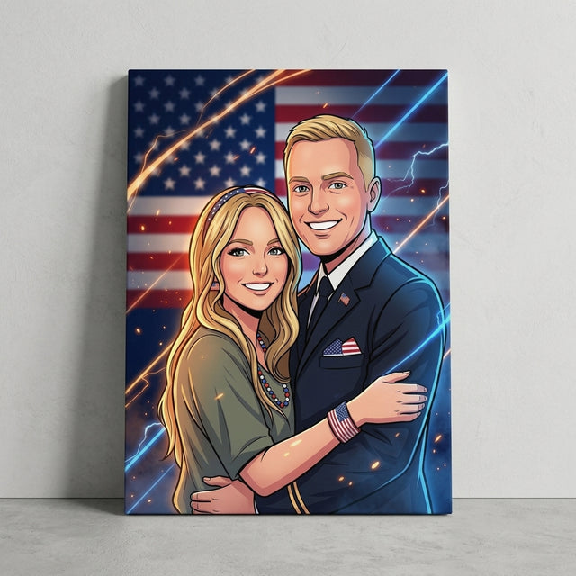 Custom USA Anime Family Canvas From Your Photo