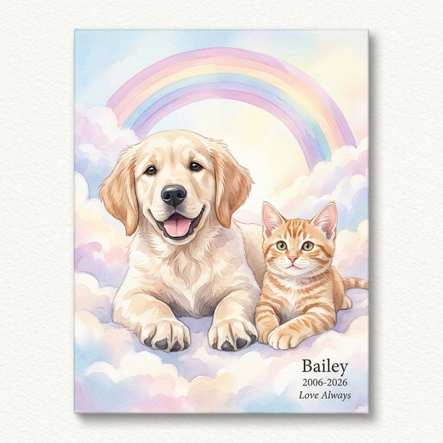 Personalized Rainbow Bridge Pet Memorial Canvas