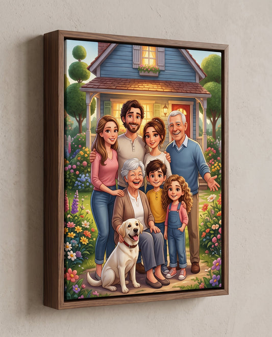 Our Home Drawn by You canvas inspired by a multigenerational family