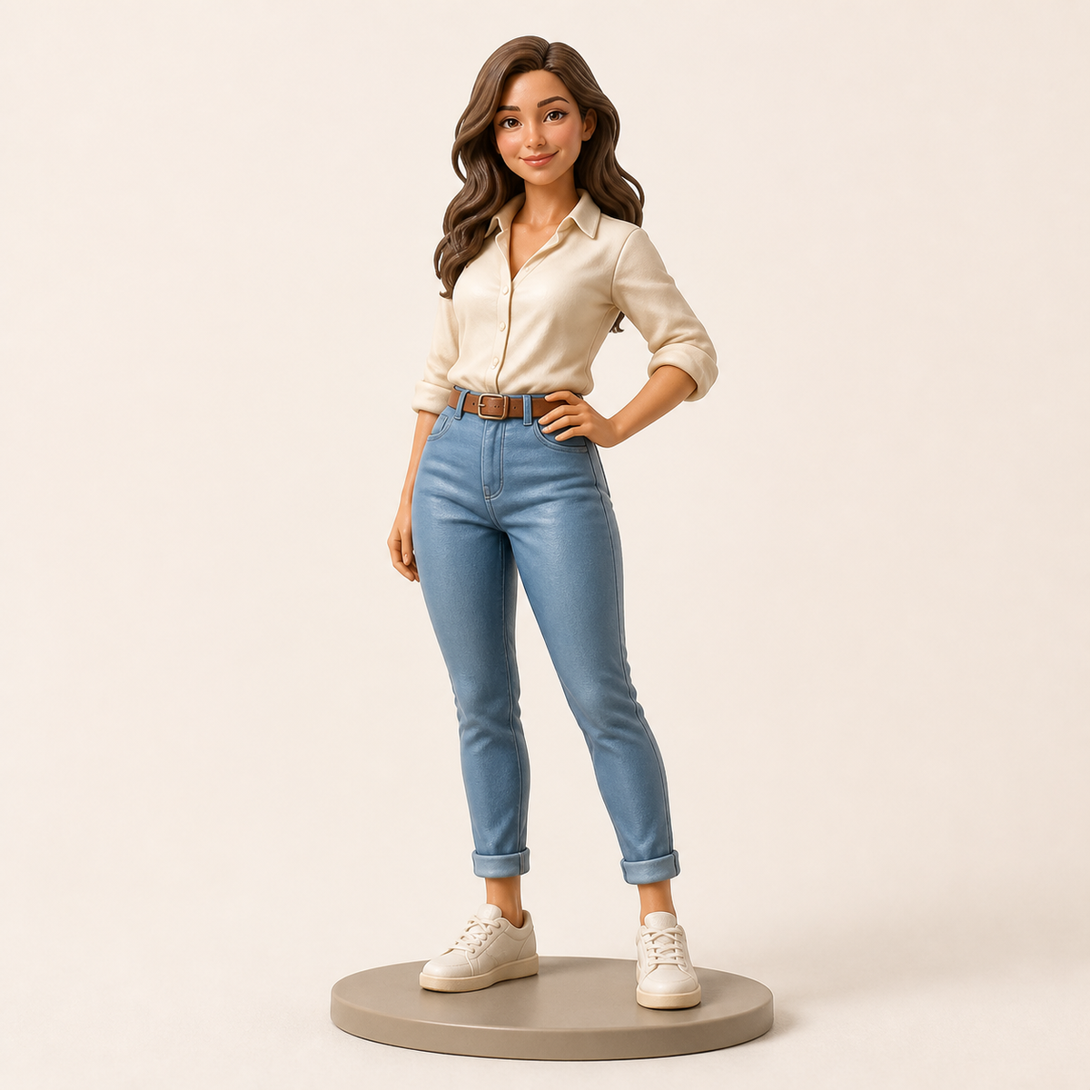 Personalized 3D figurine of one person on an oval base, made from a customer photo